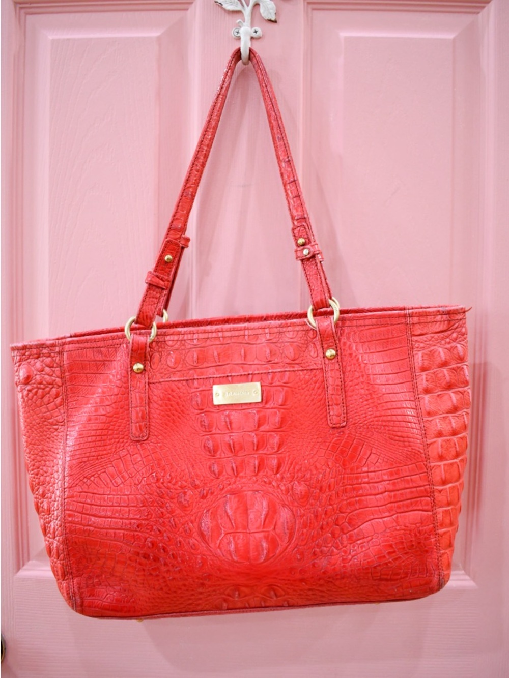 Brahmin Red Croc-Embossed Tote - Picture 2 of 6
